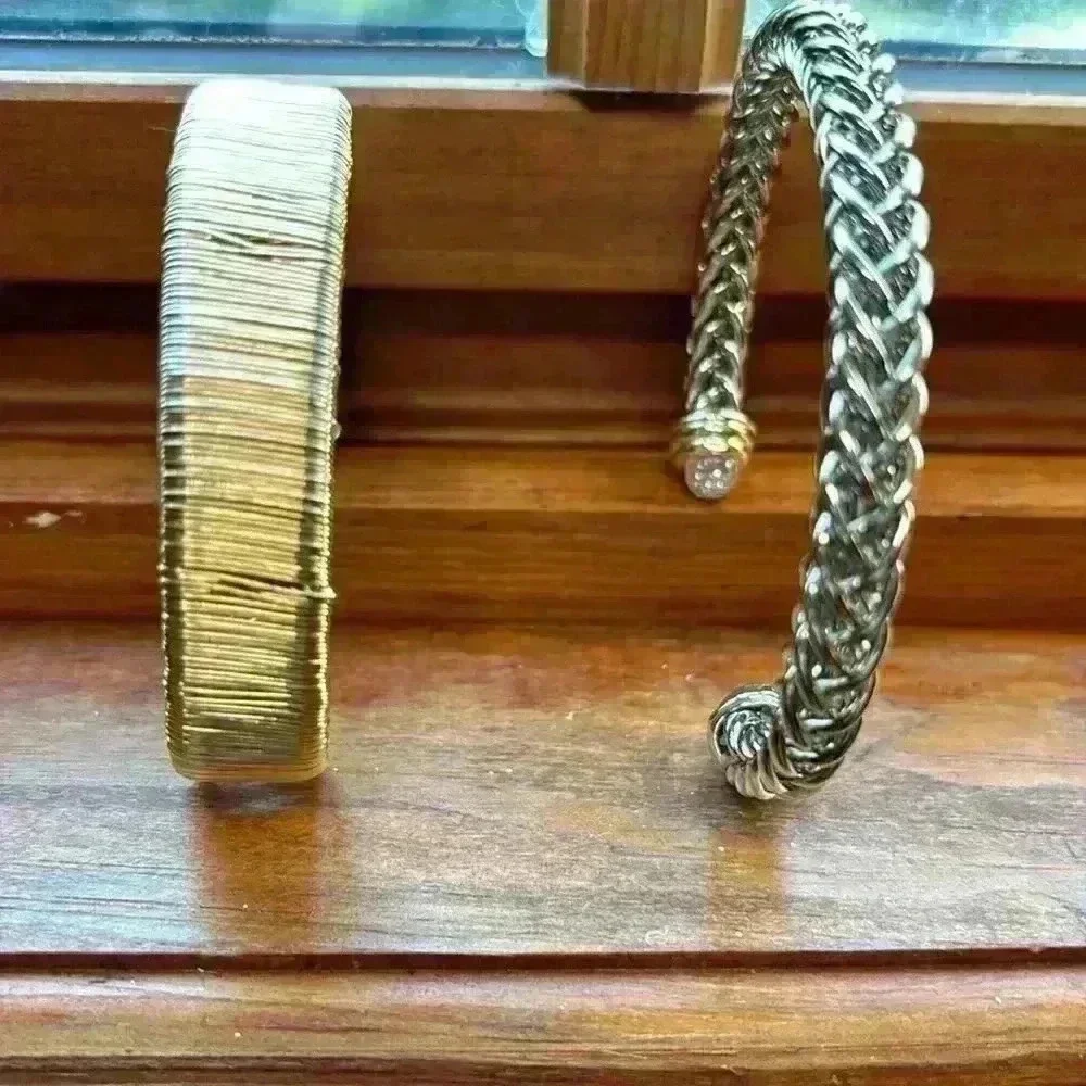 Costume Jewelry 2 Bracelets 1 Silver Tone And 1 Gold Tone